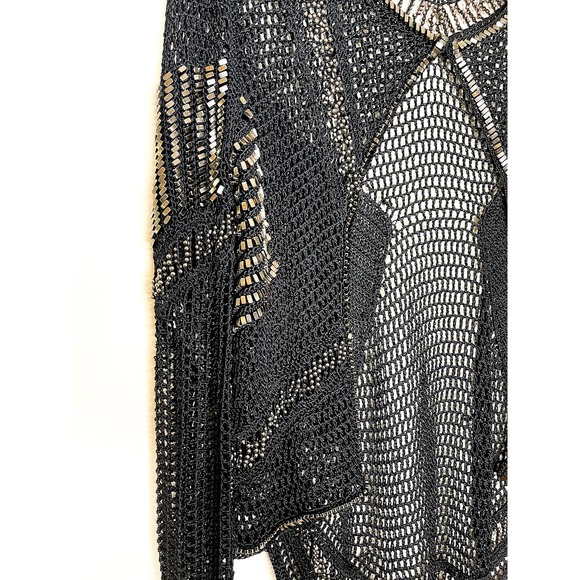 Haute Hippie Black Crochet Knit Beaded Long Sleeve Cardigan - Picture 7 of 9